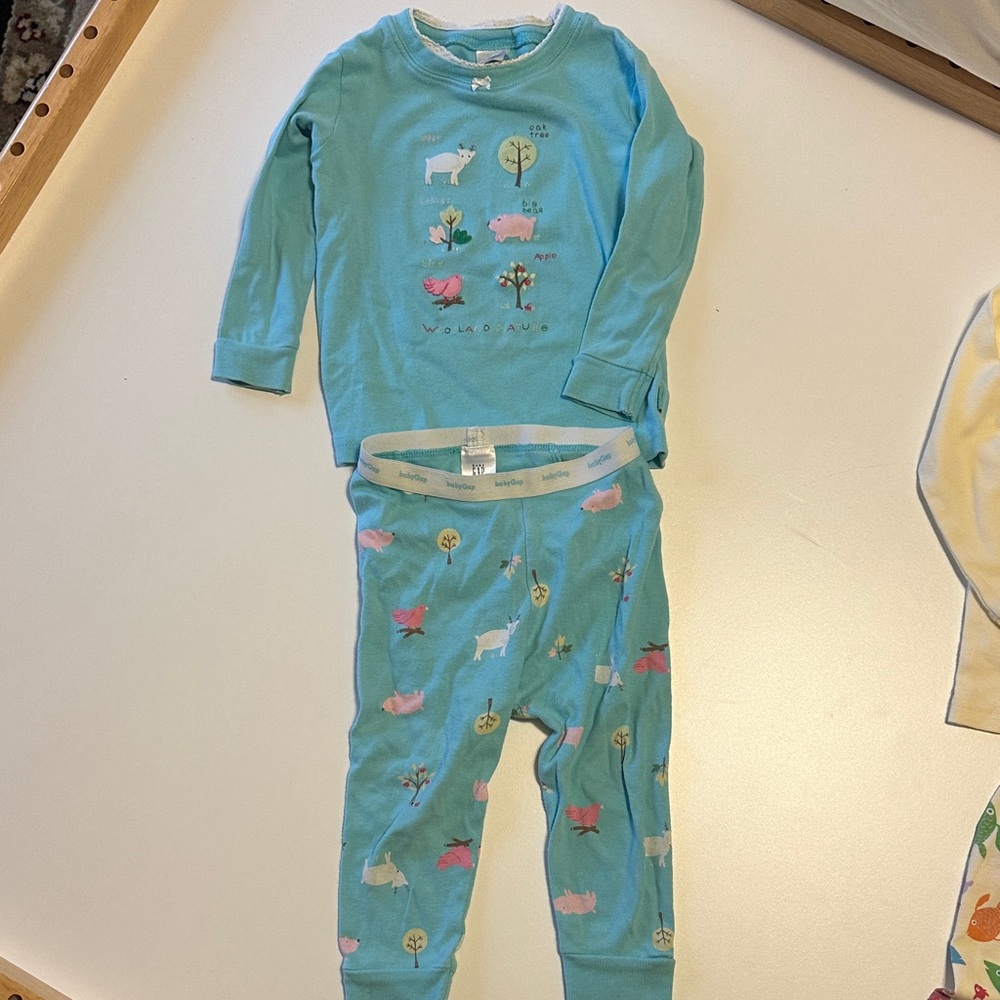 GAP Blue Pajama Set with Farm Animal Design